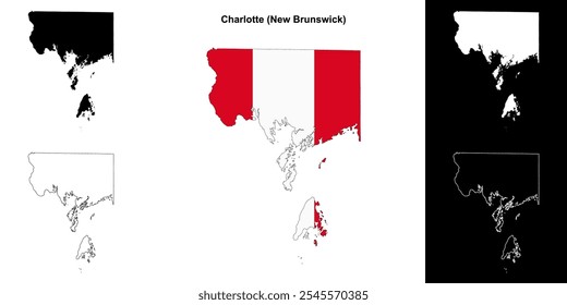 Charlotte county (New Brunswick) outline map set