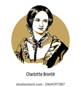 Charlotte Brontë was an English poet and novelist. Hand-drawn vector illustration