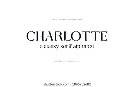 Charlotte: Lettering alphabet designs. Typography modern serif fonts regular. Vintage and classic stylish. Vector illustration.