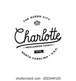 Charlotte Logotype. The Queen City. Vector and Illustration.