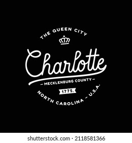 Charlotte Logotype. The Queen City. Vector and Illustration.