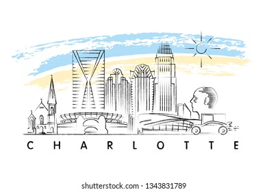 Charlotte minimal vector illustration and typography design 