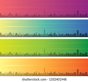 Charlotte Multiple Color Gradient Skyline Banner