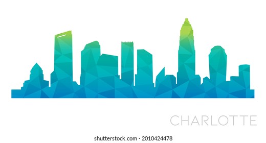 Charlotte, NC, USA Low Poly Skyline Clip Art City Design. Geometric Polygon Graphic Horizon Icon. Vector Illustration Symbol.