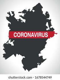 Charlotte North Carolina city map with Coronavirus warning