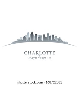 Charlotte North Carolina city skyline silhouette. Vector illustration