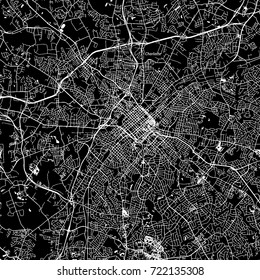 Charlotte, Carolina del Norte. Mapa vectorial del centro. Nombre de ciudad en una capa independiente. Plantilla de impresión de arte. Blanco y negro.