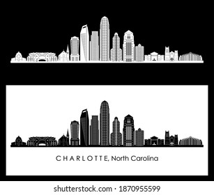 CHARLOTTE North Carolina SKYLINE City Silhouette
