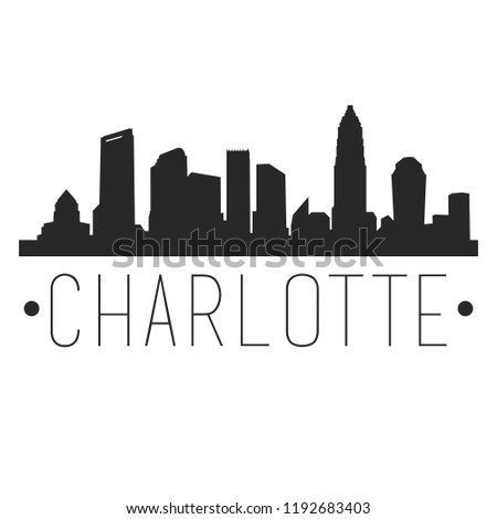 Charlotte North Carolina Skyline Silhouette City Design Vector Famous Monuments. Stok fotoğraf © 