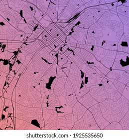 Charlotte, North Carolina, United States (USA) - Urban vector city map with parks, rail and roads, highways, minimalist town plan design poster, city center, downtown, transit network