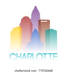 Charlotte North Carolina USA Icon Silhouette Gradient Design City Vector Art.