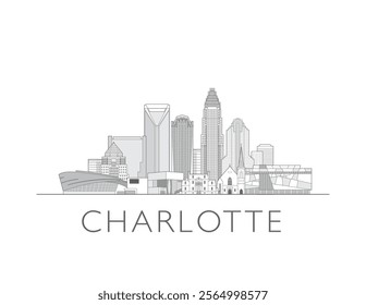 Charlotte skyline cityscape vector illustration