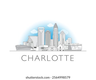 Charlotte skyline cityscape vector illustration