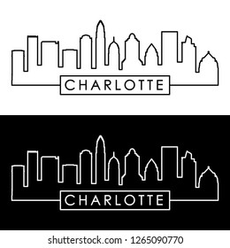 Charlotte skyline. Linear style. Editable vector file.