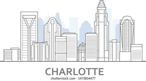 Charlotte skyline, North Carolina - panorama of Charlotte, downtown view