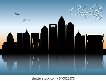 Charlotte skyline, North Carolina - vector illustration