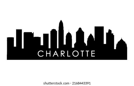 Charlotte skyline silhouette. Black Charlotte city design isolated on white background. 