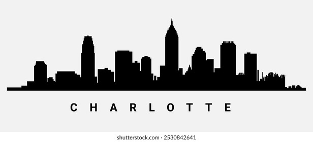 Charlotte Skyline Silhueta Design de arte no centro. minimalista Carolina Charlotte cidade.