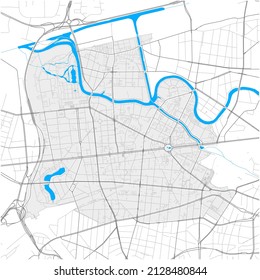 Charlottenburg, Berlin, DEUTSCHLAND, high detail vector map with city boundaries and editable paths. White outlines for main roads. Many smaller paths. Blue shapes and lines for water.