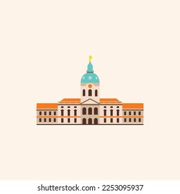 Charlottenburg Palace in Berlin. Flat illustration. 