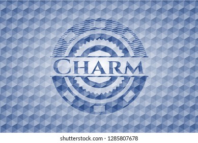 Charm blue hexagon emblem.