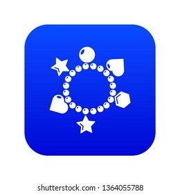 Charm bracelet icon blue vector isolated on white background