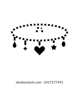 charm bracelet jewelry fashion glyph icon vector. charm bracelet jewelry fashion sign. isolated symbol illustration