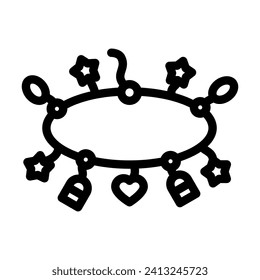 vector de icono de línea de joyería de pulsera de encanto. signo de joyería de pulsera encantadora. símbolo de contorno aislado ilustración negra