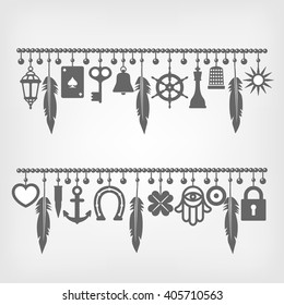 charm bracelets with symbols of good luck. vector illustration - eps 8