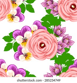 Charm collection. Beautiful wallpaper seamless vintage flower pattern. Easy to edit. Using mask. 