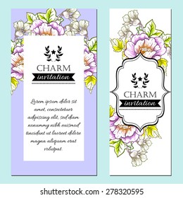 Charm collection. Vintage invitation card of beautiful flowers. Easy to edit. Perfect for invitations or announcements.