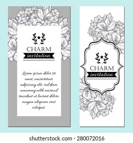 Charm collection. Vintage invitation card of beautiful flowers. Easy to edit. Perfect for invitations or announcements.