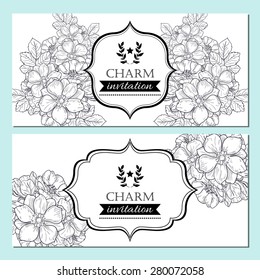 Charm collection. Vintage invitation card of beautiful flowers. Easy to edit. Perfect for invitations or announcements.
