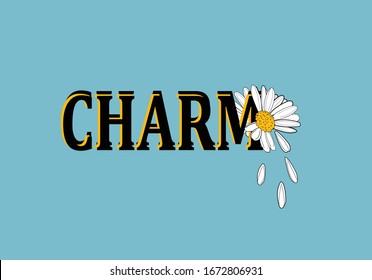 charm daisy slogan hand drawn vector