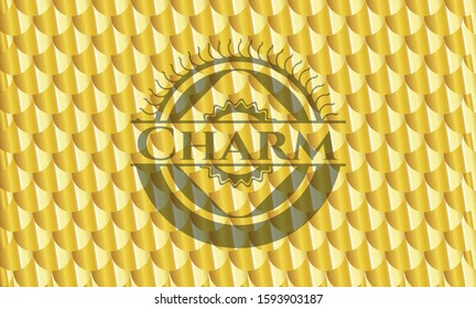 Charm gold emblem. Scales pattern. Vector Illustration. Detailed.