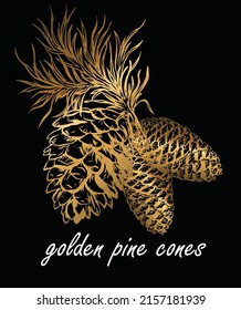 Charm Golden pine cones design. Creative background floral background set. trendy style for greeting cards or templates Presenting Social Media Templates Pastel gradation Black B.eps