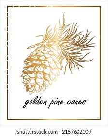 Charm Golden pine cones design. Creative background floral background set. trendy style for greeting cards or templates Presenting Social Media Templates Pastel gradation Red K.eps