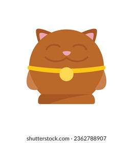 Charm lucky cat icon flat vector. Neko japan. Chinese animal isolated