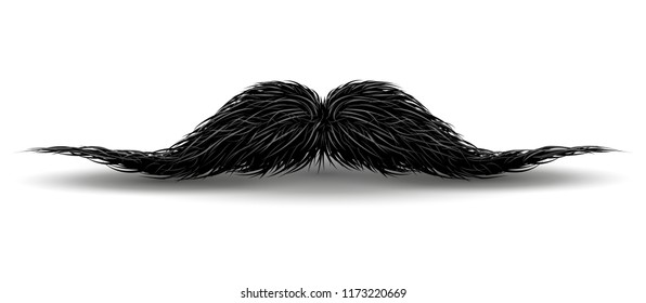 Charm mustaches for barbershop or Mustache Carnival. Mustache vintage facial, funny curly black mustache illustration