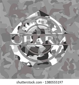 Charm on grey camouflage pattern