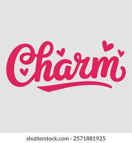 Charm in typography text about valentine vector transparent background