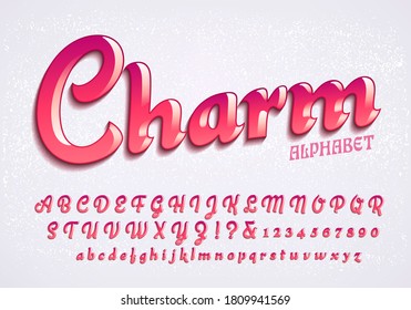 Charm vector alphabet: A pink 3d effect alphabet with the look of translucent gel.