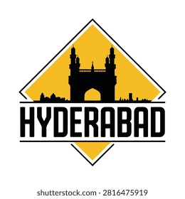 Charminar Silhouette Within A Diamond Shaped Frame Vector Illustration