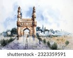 Charminar, Watercolor Painting,  Hyderabad City Icon, Telangana