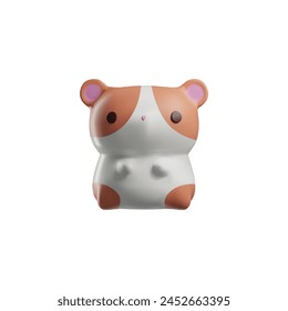 A charming 3D vector illustration of a toy hamster with a cute expression and a soft color palette, ideal for children's designs.