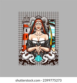 charming in action girl illustrationfor t shirt design