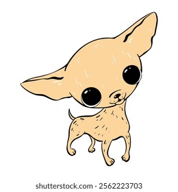 A Charming and Adorable Cartoon Chihuahua Featuring Big Eyes and a Playful Delightful Pose.Vector illustration. Pet shop