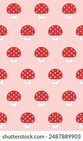 Charming amanita seamless pattern. Vector illustration.