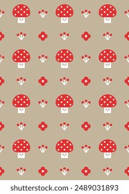 Charming amanita seamless pattern. Vector illustration.