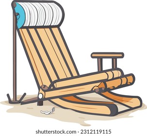 A charming and animated beach chair, offering relaxation and seaside serenity in vector form.